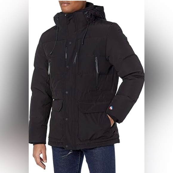 SUPER DRY Men's Black Hooded Down Jacket, size small - Picture 1 of 7